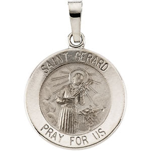 14K White Gold Saint GeraRound Pendant