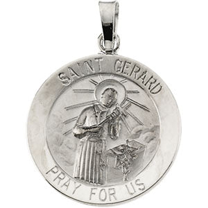 14K White Gold Saint GeraRound Pendant
