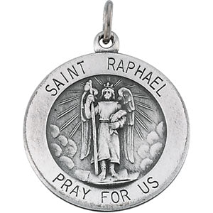 Sterling Silver St. Raphael Pendant with Chain
