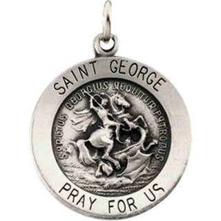 14K White Gold Saint George Pendant