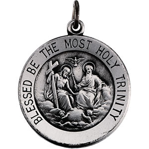 Sterling Silver Round Holy Trinity Pendant Medal with Chain at Catholic Shop