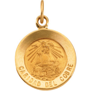 14K Yellow Gold Caridad Del Cobre Pendant