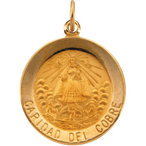14K Yellow Gold Caridad Del Cobre Pendant
