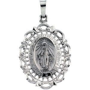 14K White Gold Miraculous Medal