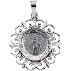 14K White Gold Miraculous Medal