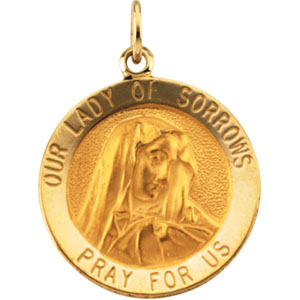 14K Yellow Gold Our Lady Of Sorrows Pendant