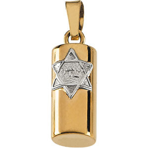 14K Yellow Gold/White Two Tone Mezuzah Pendant