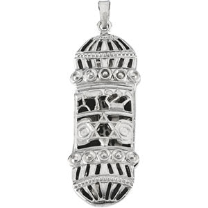 Sterling Silver Mezuzah Pendant with Chain