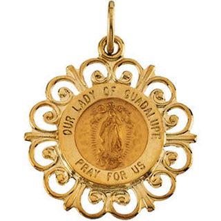 14K Yellow Gold Lady Of Guadalupe Pendant