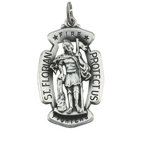 Sterling Silver St. Florian Pendant with Chain