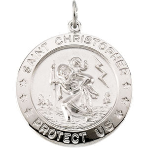 Sterling Silver Saint Christopher Pendant with 24" endless Chain