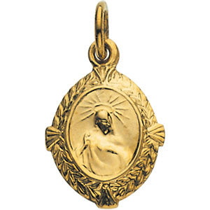 14K Yellow Gold Sacred Heart Of Jesus Pendant