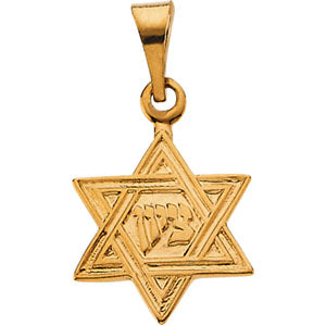 14K Yellow Gold Star Of David Pendant