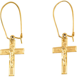14K Gold Earwire with Crucifix