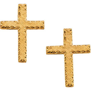 SINGLE 14K Yellow Gold Cross Earring