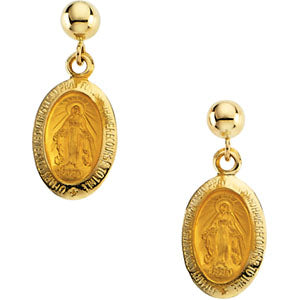 14K Gold Miraculous Ball Dangle Earring With Back