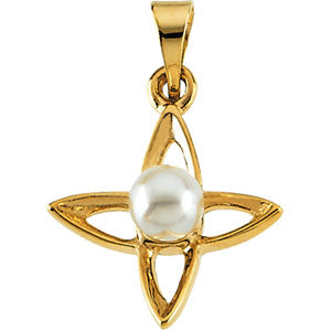 14K Yellow Gold Pendant with Pearl at Catholic Shop