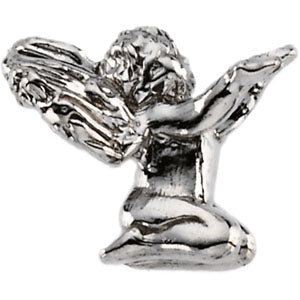 White Gold Kneeling Angel Lapel Pin