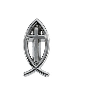 10K Yellow Ichthus with Cross Lapel Pin