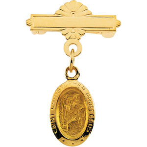 14K Gold St. Christopher Baptismal Pin