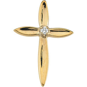 14K Gold Cross Lapel Pin with Diamond