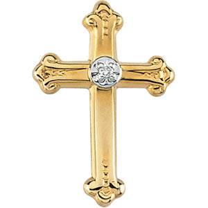 14K Gold Cross Lapel Pin with Diamond