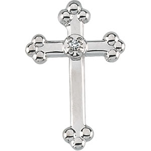 White Gold Cross Lapel Pin with Diamond