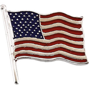 14K Yellow Gold American Flag Lapel Pin