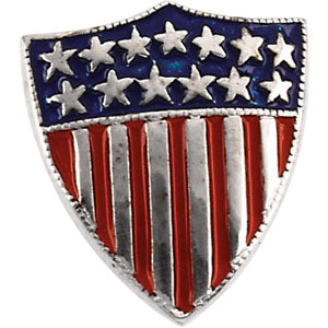 14K White Gold America Shield Of Honor Lapel