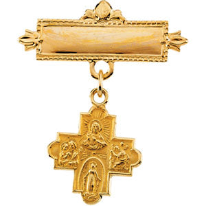 14K Gold 4-Way Cross Baptismal Pin