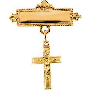 14K Gold Crucifix Baptismal Pin