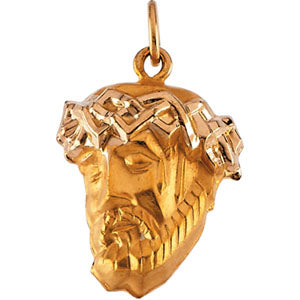 14K Yellow Gold Head Of Jesus with Crown Pendant
