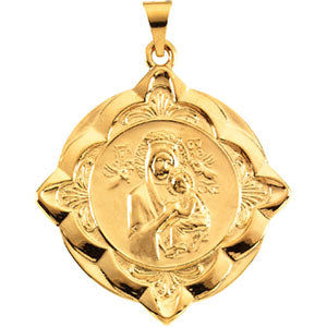 14K Yellow Gold Lady Of Perpetual Help Pendant