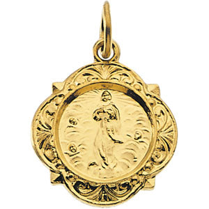 14K Yellow Gold Our Lady Of Assumption Medal at Catholic Shop