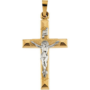 14K Yellow Gold/White Two Tone Crucifix Pendant