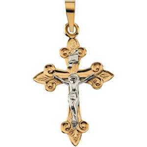 14K Yellow Gold/White Two Tone Crucifix Pendant