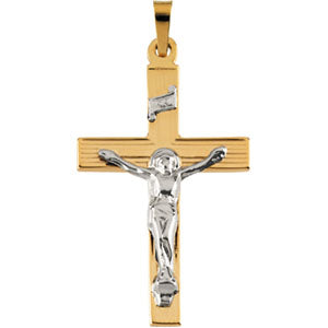 14K Yellow Gold/White Two Tone Crucifix Pendant