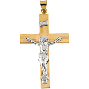 14K Yellow Gold/White Two Tone Crucifix Pendant