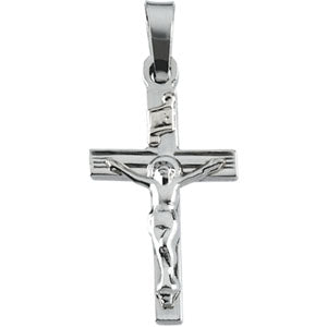14K White Gold Crucifix Pendant
