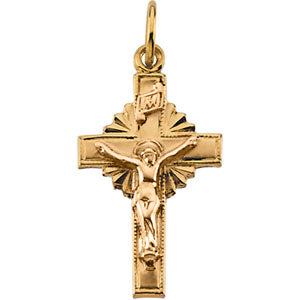 14K Yellow Gold/White Two Tone Crucifix Pendant