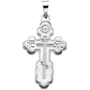 14K Yellow Gold Die Struck Orthaodox Cross Pendant at Catholic Shop
