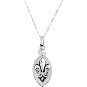 Sterling Silver Fleur De Lis Ash Pendant with Ch Car