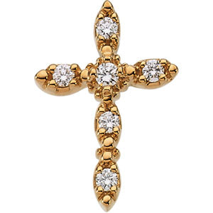 14K Gold Cross Pendant with Diamond