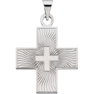 14K White Gold Greek Cross Pendant
