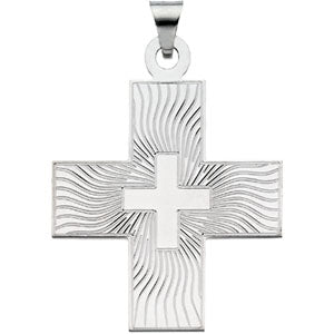 14K White Gold Greek Cross Pendant
