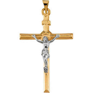 14K Yellow Gold/White Two Tone Crucifix Pendant