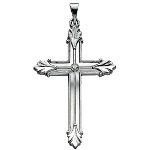 14K White Gold Cross Pendant
