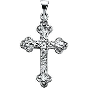 14K White Gold Cross Pendant