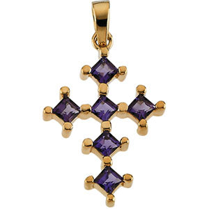 14K Gold Genuine Amethyst Cross at Catholic Shop