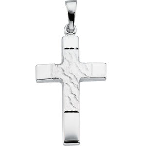 14K White Gold Cross Pendant